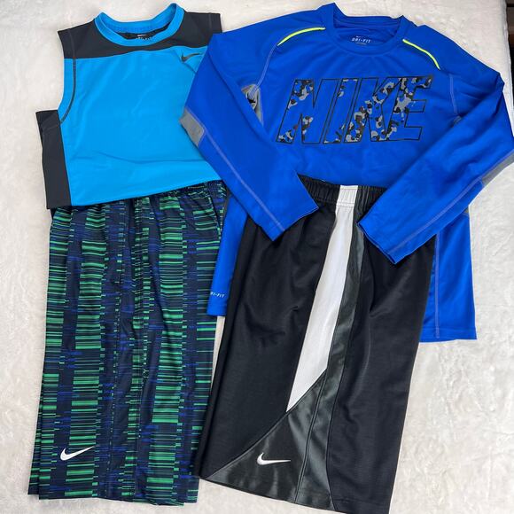 Nike Dri-Fit Boys size large Shorts Shirt Tank top Lot Blue Black Basketball - Picture 1 of 12